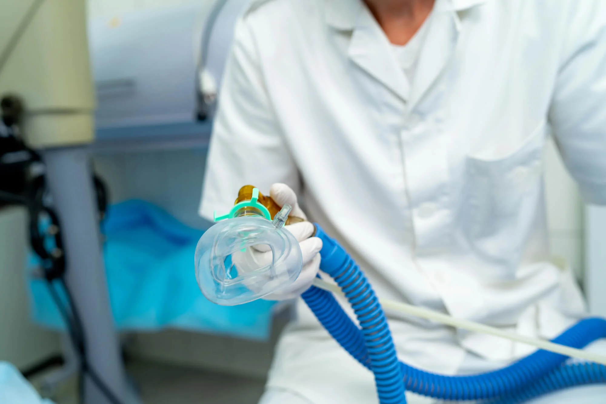 a man with sedation mask sedation dentistry